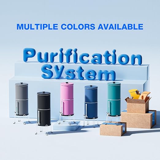 Purewell 8-Stage 0.01μm Ultra-Filtration Water Filter System, 304 Stainless Steel Countertop System with 4 Filters, Metal Water Level Spigot and Stand, Reduce Fluoride and Chlorine, 2.25G, PW-OB-CF
