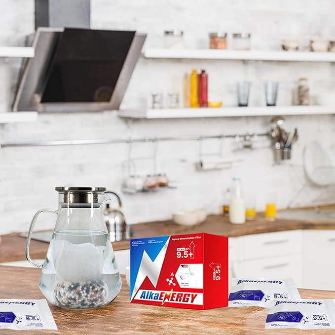 3-Pack Alkaline Water Filter Pouches|pH 9.5, Boosts Water pH, Adds Essential Minerals for Hydration & Wellness| for Jugs & Pitchers&Containers(150g/pack)