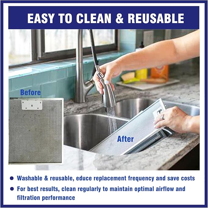 2 Pcs WB02X27207 Range Hood Grease Filter Mesh Fit for GE JVX5300BJ1TS JVX5300DJ1WW JVX5300DJ1BB, Replace 4463981 AP6039217 PS11771771 EAP11771771 (13.75''x13.75'')