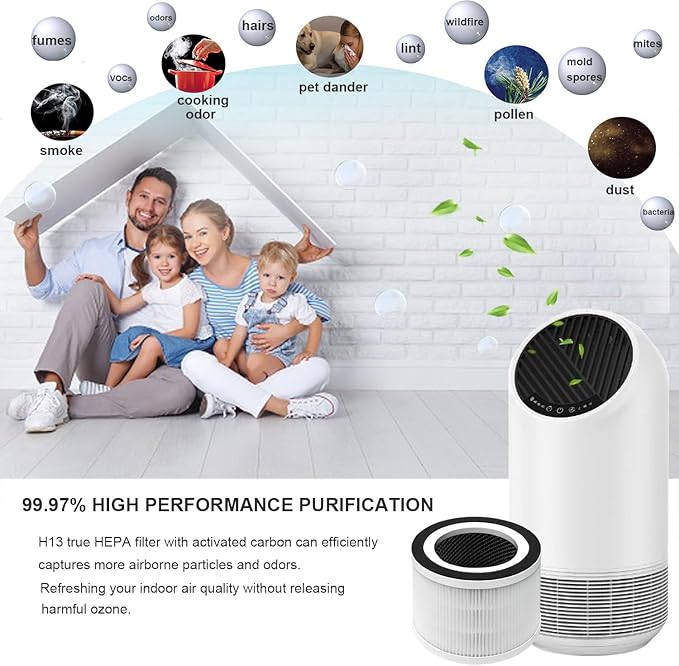 2-Pack True HEPA Replacement Filter, Compatible with Afloia Fillo and Mooka Allo Air Purifier, 3-in-1 H13 True HEPA Filter