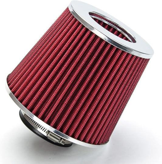 RED 3.25" 82.5 mm Inlet Cold Air Cone Replacement Quality Performance Washable Clamp-On Dry Air Filter