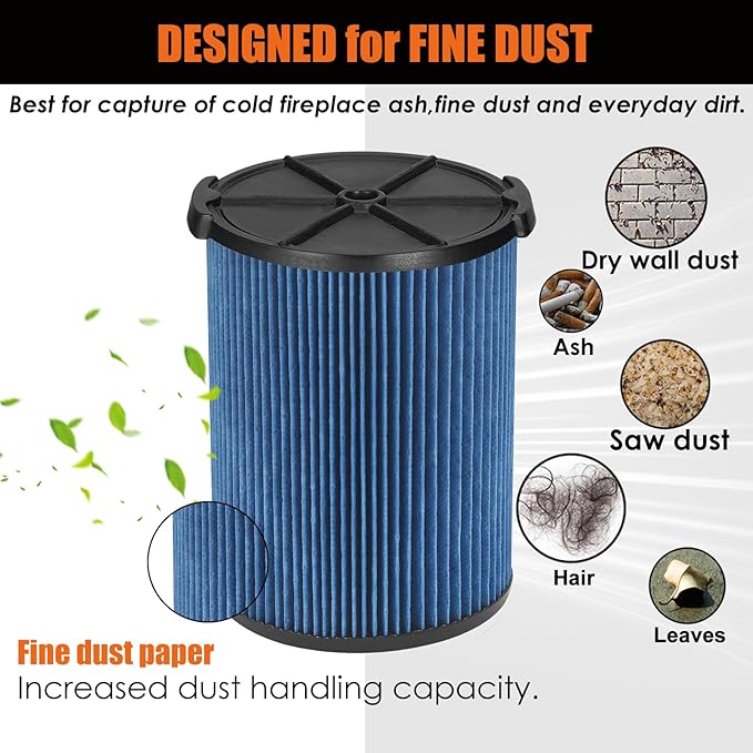 Universal Filters Replaces CMXZVBE38776/ CMXZVBE38751 Craftsman Fine Dust Filter, Replaces # 9-38751, Fits 5-20 Gallon Shop Vacuums1988+, with Foam Sleeve -2 Pack