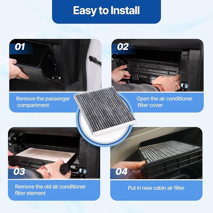 RUITO Cabin Air Filter includes Activated Carbon, Fits 2019-2024 QX50, 2022-2024 QX55, 2022-2024 QX60, 2019-2024 ALTIMA, Replacement for CF12552, 27277-5NA1A, 27277-6CA0A