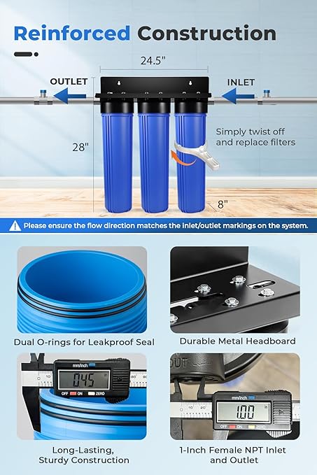 iSpring SGS-Tested Lead Removal Whole House Water Filter System, Reduces Arsenic, Cadmium, Mercury, Sediments, Chlorine, and up to 99% Lead, Model: WGB32B-CPB, Pack of 1