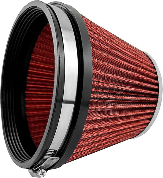 Universal Clamp-On Air Intake Filter, High Performance, Washable Filter, Replacement Air Filter, Flange Diameter 6inch/152mm (Red)