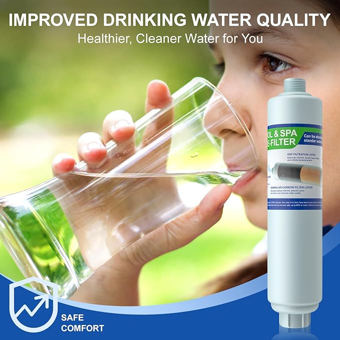 Garden Hose Filter for Filling Pool/Hot Tub/Spa, Greatly Reduces Sediment, Chlorine, Heavy Metals and Odors, Standard 3/4" Garden Hose Thread, Hose Filter, Up to 8,000 Gallons (1, Blue)