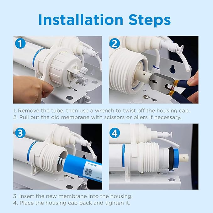 75 GPD RO Membrane Filter Replacement, 11.75" x 1.75" Reverse Osmosis Water Filter Membranes Replacement for Home Drinking Under Sink RO Water Filtration System, 2-Pack