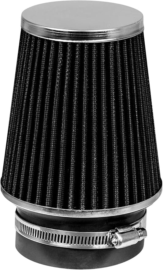 BLACK 3.5" 89 mm Inlet Narrow Cold Air Cone Replacement Performance Washable Clamp-On Dry Air Filter