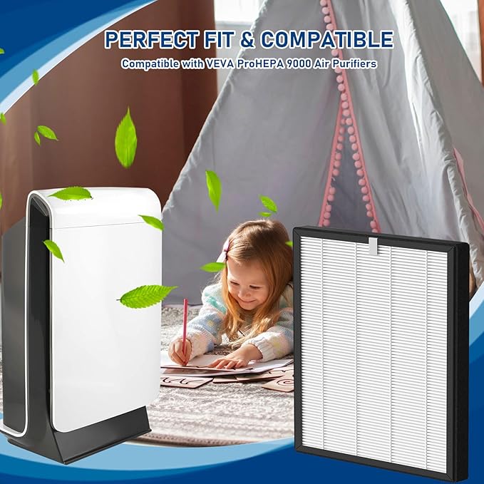 ProHEPA 9000 True HEPA Filters Replacement Compatible with VEVA ProHEPA 9000 Air Cleaner Purifier, Including 3 Pack True HEPA Filters Only