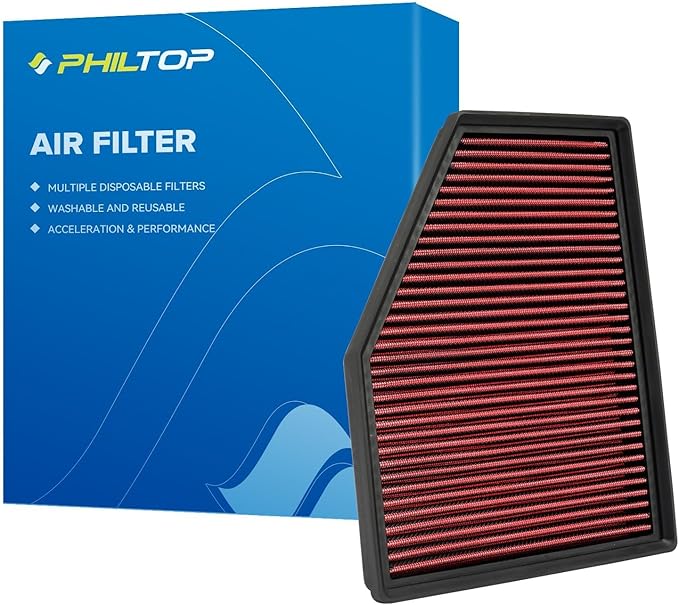 PHILTOP Engine Air Filter, High Performance, Premium, Washable,Replacement Car Air Filter for 33-3079, 2015-2020 740i 518d, 520d & i, 525d, 530d, 530e, 530i, 540D, 540i, 620d, 630d