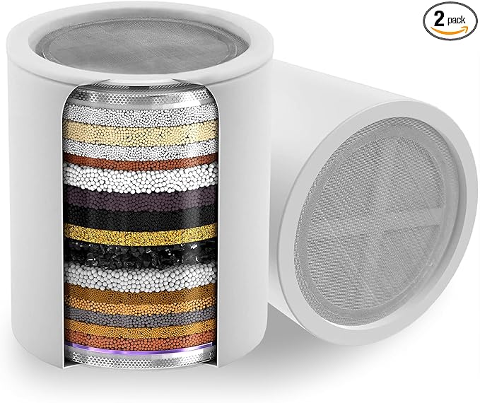 2 Pack 18 Stage Shower Filtered Cartridges, Replacement Multi-Stage Shower Head Filter Cartridge - Longest Lasting High Output Universal Shower Filter Blocks Chlorine & Toxins