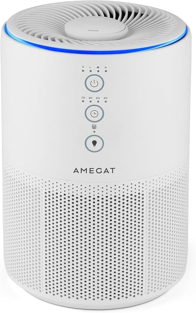 Air Purifiers for Home Large Room up to 1274-ft², Pet Hair Allergy, HEPA 3-in-1 air purifier, Low Power High Torque Motor, Sleep Mode, Removes Smoke, and Odor Pollutants. Airfresh-300（White）