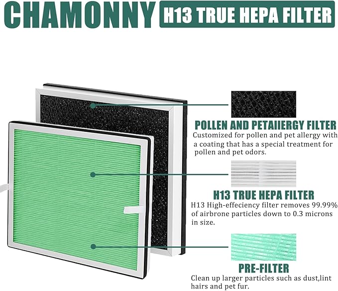 Europa Toxin Remover Filter Replacement, Compatible with Afloia Europa Air Purifier, 3-in-1 H13 True HEPA Filter and Toxin Remover Filter, 2 Pack (Europa Green)