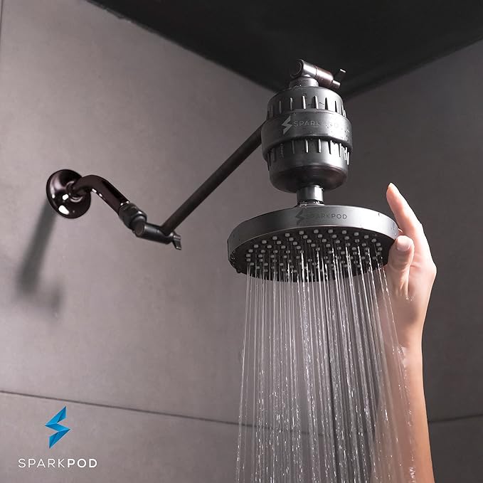 SparkPod Shower Head - High Pressure Rain - Premium Quality Luxury Design - 1-Min Install - Easy Clean Adjustable Replacement for Your Bathroom Shower Heads (Vintage Oil Rubbed Bronze, 6 Inch Round)