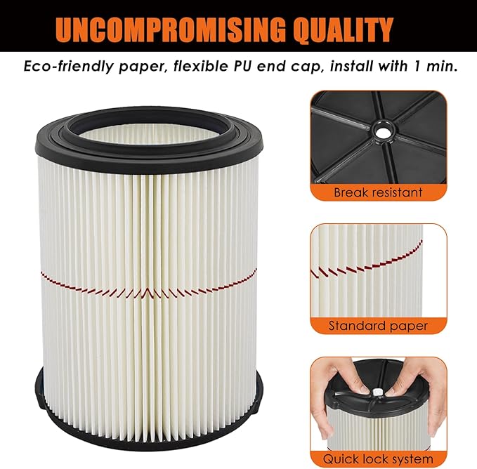 Universal Filters Replaces CMXZVBE38755/ CMXZVBE38754 Craftsman Filter, Replaces # 009-38754 Red Stripe Filter, Fits 5 6 8 9 12 14 16 20 gallon CRAFTSMAN Shop Vacuums with Foam Sleeve