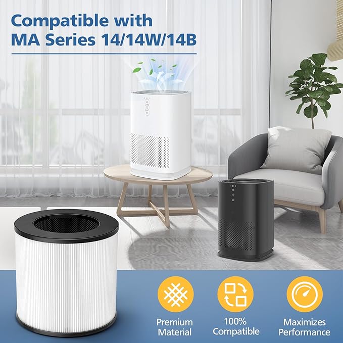 Model 14 Replacement Filter for MA Series 14/14W/14B Air Purifier, 3-in-1 HEPA Activated Carbon Filter ("14" Means Model not Height)