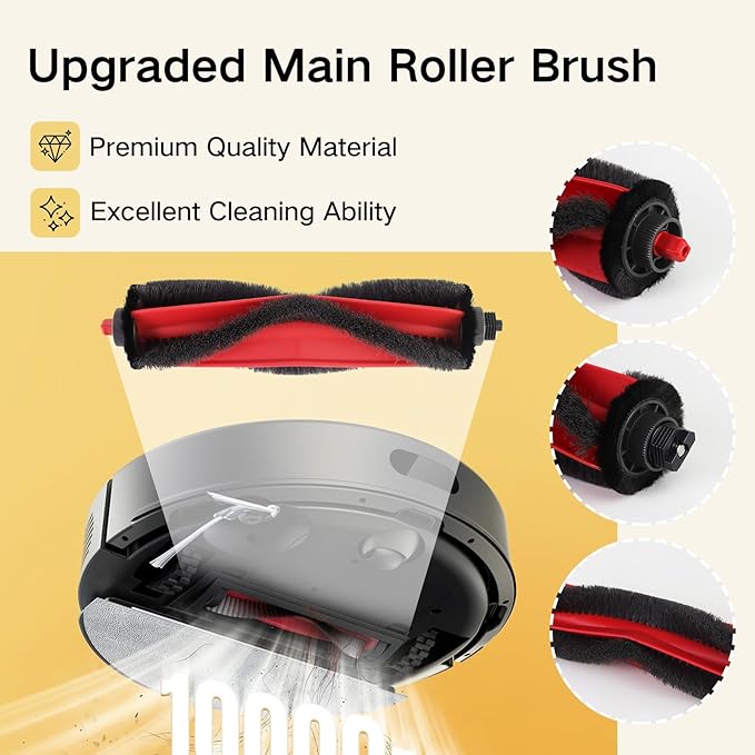 VIEWALL Q7 M5 Replacement Accessories Kit for Roborock Q7 M5 / Q7 L5 Robot Vacuum, 1 Main Brushes, 4 HEPA Filters, 4 Side Brushes, 4 Mop Pads, 1 Cleaning Tool, 1 Screwdriver