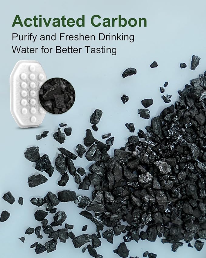 12 Pack Cat Water Fountain Filters with 12 Pack Pre-Filter Sponges Set for 3.2L/108oz Pet Cat Water Fountain, Pet Fountain Filter Replacement