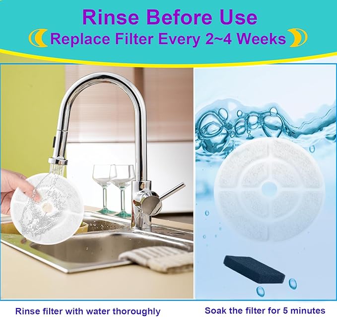 12 Pack Dog Water Filter Replacement for 2.5Gal/9.5L Dog Water Fountain,18CM Larger More Activated Carbon Cat Water Fountain Filter,Pet Fountain Filter Replacement