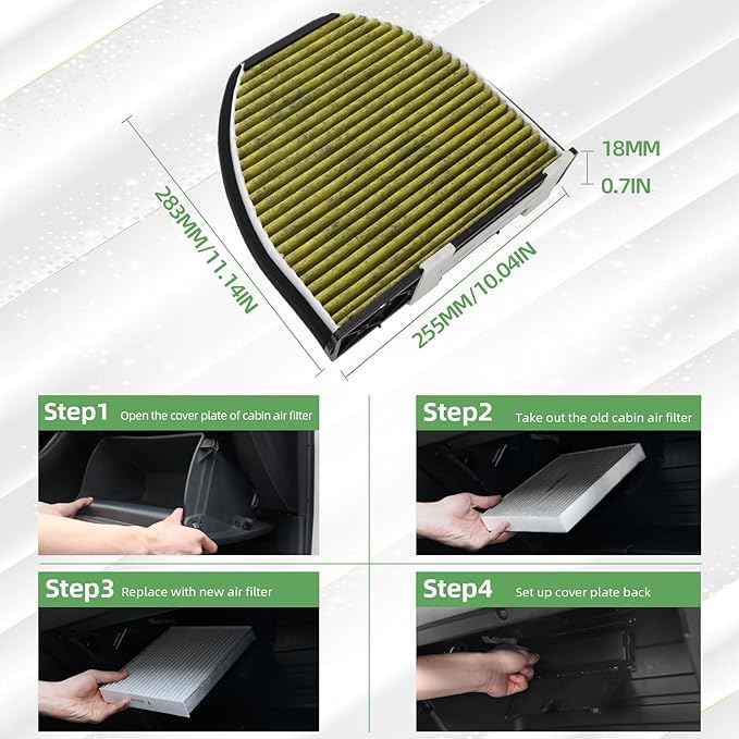 CUK29005 (CF10934) Cabin Air Filter, Replacement for AMG GT, C230, C250, C300, C350, E250, E350, E400, E550, Premium Cabin Filter with Activated Carbon, Filter Up Dust Pollen