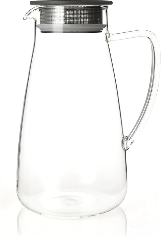 FORLIFE Flask Glass Iced Tea Jug, 64 oz, Charcoal