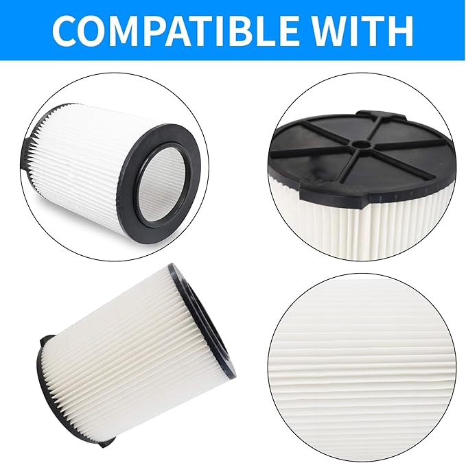 MZY LLC 2 Pack VF4000 Filter Replacement for Ridgid for Shop Vac 5-20 Gallon Wet Dry Vacuums + 4 Pack Foam Sleeve for Ridgid Wet Dry Vacuum + 1 Pack Brush Cleaner (7 Pack)