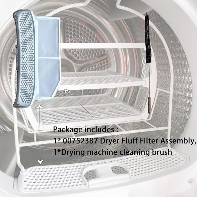 00752387 00753637 Clothes Dryer Lint Screen Filter Fluff Replacement Compatible with Bosch Dryer Replaces 753637 AP5984732 PS11724770 4454424