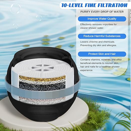 Bath Filter for Tub Faucet with 2 Filters, Bathtub Filter 10 Stages Water Filter 2,500 Gallons of Filtration Shower Water Filter Healthier Skin and Hair