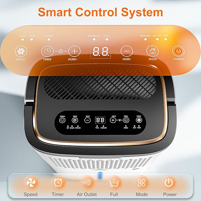 55 Pint/Day Dehumidifier- 5200 Sq. Ft. Large Dehumidifiers with Hose for Large Basement Rooms - Dehu/Dry/Air Mode Smart - Humidity Control with Pump, Child Lock, LED Display, Timer