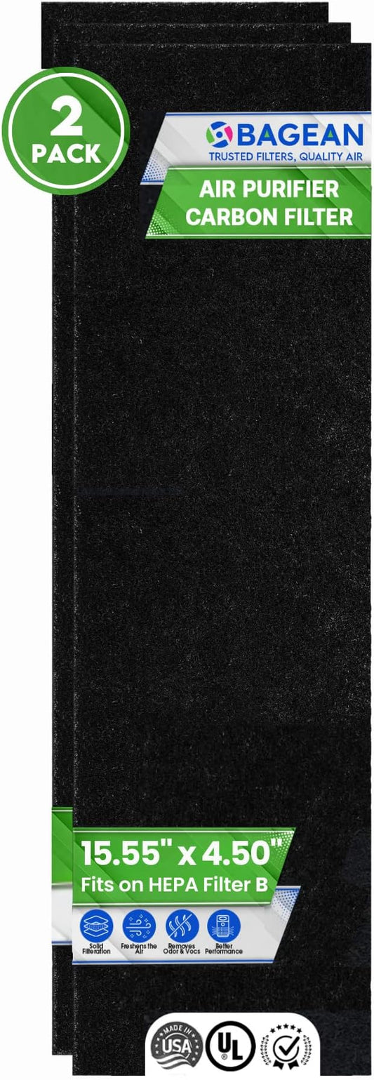 Bagean Activated Carbon Pre Filter Replacement for Air Purifier - Fits Gem Guardian FLT4825 Filter B - Compatible with GermGuardian AC4900 AC4825 AC4300 - Absorbs Odor and Freshens the Air (2-Pack)