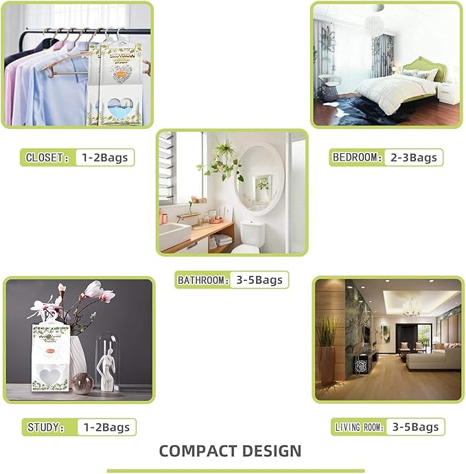 16 Pack Moisture Absorber Hanging Bags,220g/Pack Fagrance Free Moisture Bag,Hanging Closet Dehumidifier Bags for Basement Closet Storeroom