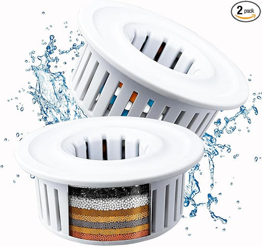 Filter Replacement Cartridge for Voolan Filtered Shower Head, 2 Pack 15 Stage Filters for Hard Water Remove Chlorine and Harmful Substances