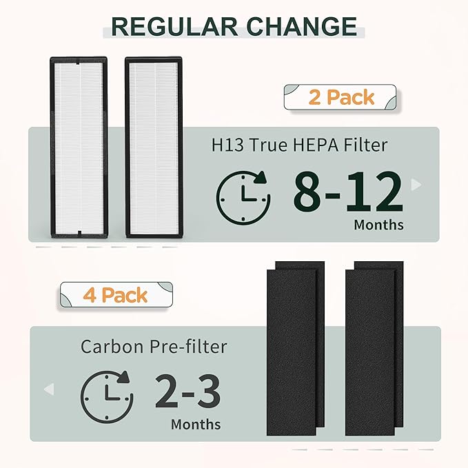 NEA120 Filter Compatible with Eureka Air Puri-Fier NEA120 and Toshiba Air Puri-Fier CAF-W36USW, 2 H13 Grade True HEPA (NEA-F1) Filter and 4 Activate Carbon (NEA-C1) Filters
