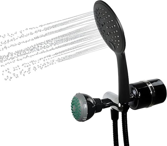 Crystal Quest Luxury 2-in-1 Handheld and Shower Head Combo Filter System - Black - BPA Free | 1.25-2.5 GPM | Reversible Cartridge | Great for Dechlorination
