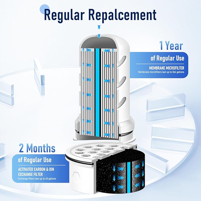 Water Filter Replacement for LS Home Dispenser 18 C/Glass Pitcher 7 C/Plastic Pitcher 10 C/Plastic Pitcher 7 C.2 Activated Carbon + Ion Exchange Filter and 2 Membrane Micro Filter (2+2)
