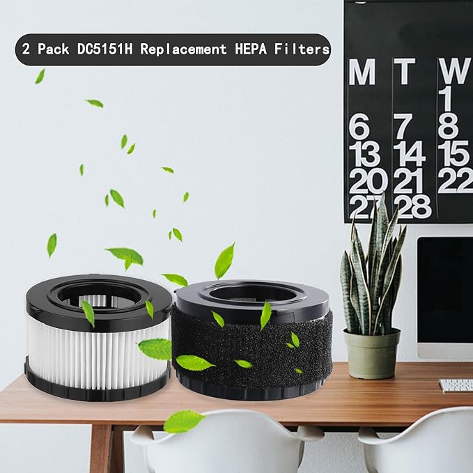 2 Pcs DC5151H HEPA Filter Compatible with DEWALT DC5151H DC515 DCV517 DCV517B Wet Dry Vacuum, With 4 PCS Foam Sleeve Filter