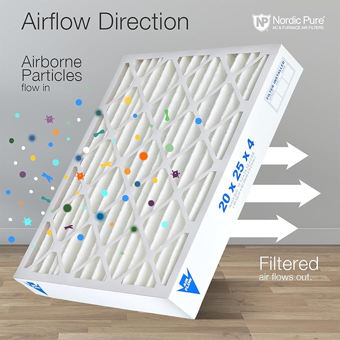 Nordic Pure 16x25x4 (15_1/2 x 24_1/2 x 3_5/8) Pleated Air Filters MERV 15 Plus Carbon 6 Pack