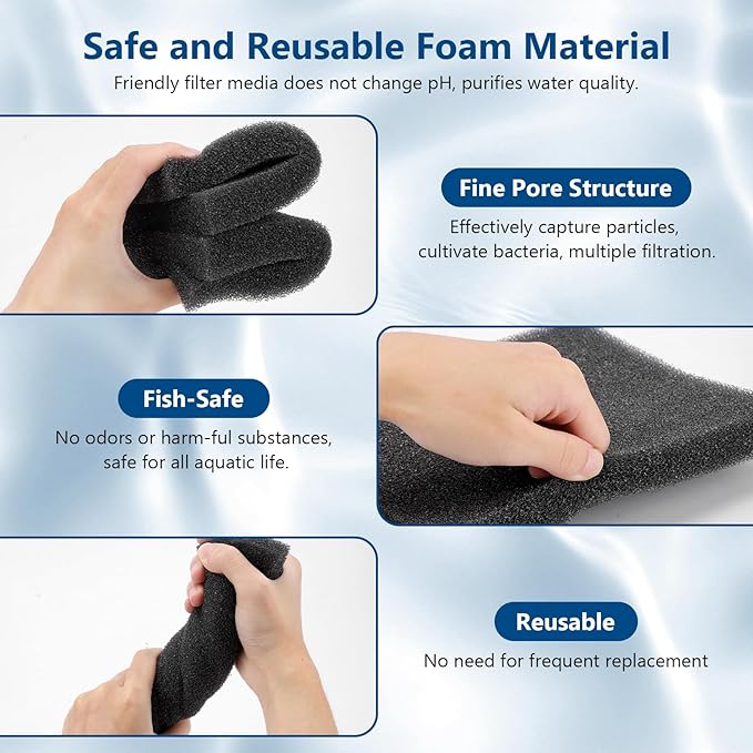 hygger Aquarium Sponge Filter Pad, Filter Media Foam Sponges, Cut-to-Size Open Cell Foam Sheet for Fish Tanks and Ponds, L (1 Pack 15.7 * 15.7 * 1 inch)