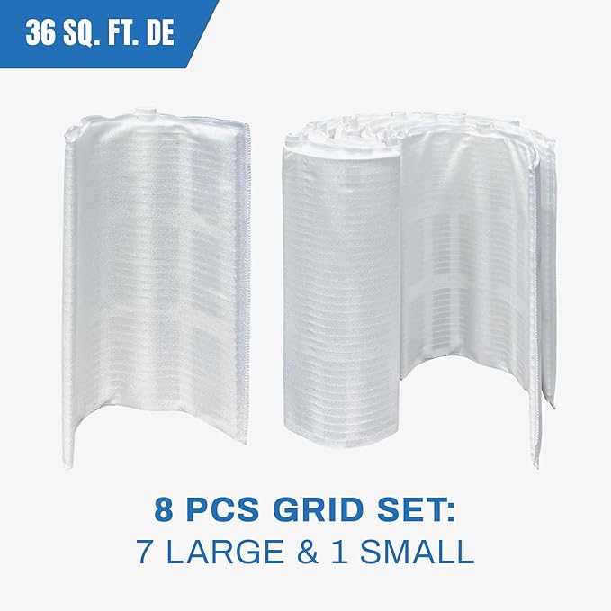 FG-1003 DE Grid Filter Compatible with DE3620(DEX3600DA), FNS Plus 36,59001700, 59001800, FS-2003, PFS1836, FC-9530, PG-1903, 36 Sq.Ft DE Grid Swimming Pool Filter Cartridge, 7 Full + 1 Partial