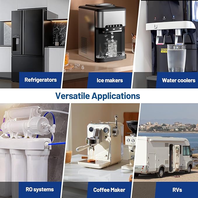 Inline Activated Carbon Block Water Filter with 1/4" Quick Connect, T33 In Line Water Filter Replacement Cartridge for Icemaker, Post Carbon Filter for RO Reverse Osmosis Water System (Pack of 2)