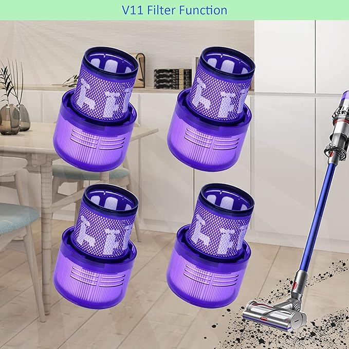 4 Pack V11 Torque Drive Cordless Vacuum Cleaner Replacement Filters for Dyson V11 SV14 Animal and V15 Detect Models, Compare to Part No. 970013-02