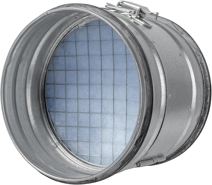 Vent Systems 6" Inch Inline Air Filter - Duct Filter - G4 Class Filtration Purifier System with Steel Mesh Screen - Air Vent Filters for Dust Collection/Air Purification - Rigid/Flexible Vent Hose