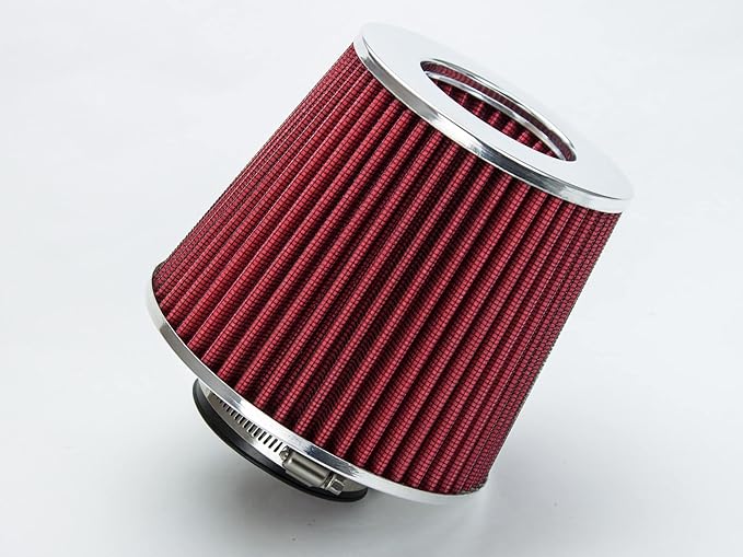 RED 2.5" 63.5 mm Inlet Cold Air Cone Replacement Quality Performance Washable Clamp-On Dry Air Filter
