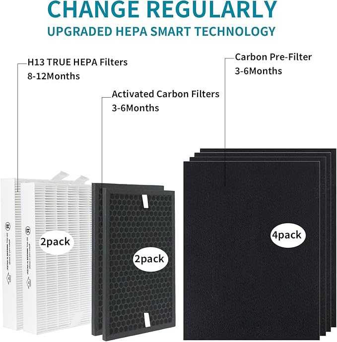 HPA5200B/HPA5250Air Purifier Replacement HEPA Filter Kit Compatible with Honeywell InSight Air Purifiers Model#HPA5200B/HPA5250,2Premium True Hepa Filter+2Enhancement Carbon Filters+4Carbon PreFilters