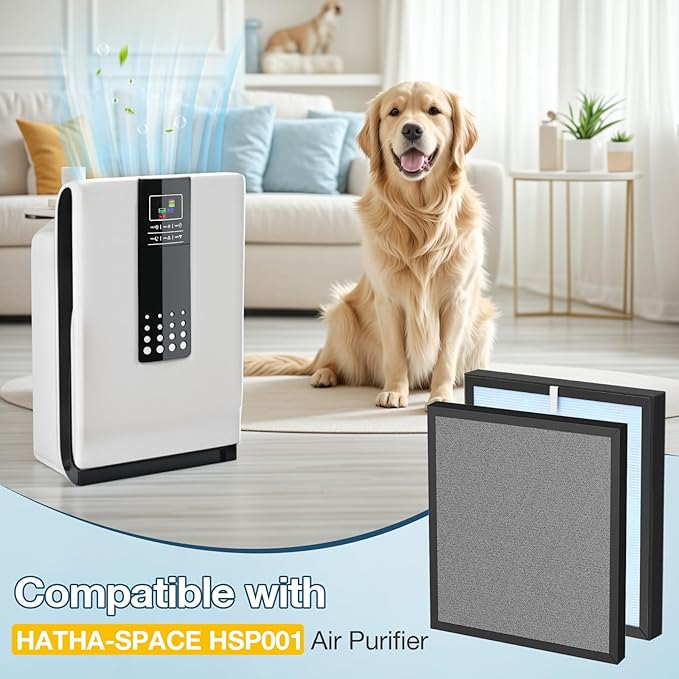 HSP001 Filter Replacement Compatible with HATHASPACE Air Purifier Filters HSP001, 4-in-2 Filtration with H13 True Hepa and Activated Carbon