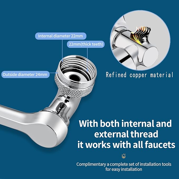 1080° Rotating Filter Faucet Extender,PP Cotton Filter Faucet, Universal Splash Filter Faucet, Water Filter Faucet for Kitchen Bathroom, Swivel Faucet Aerator with 2 Water Outlet Modes