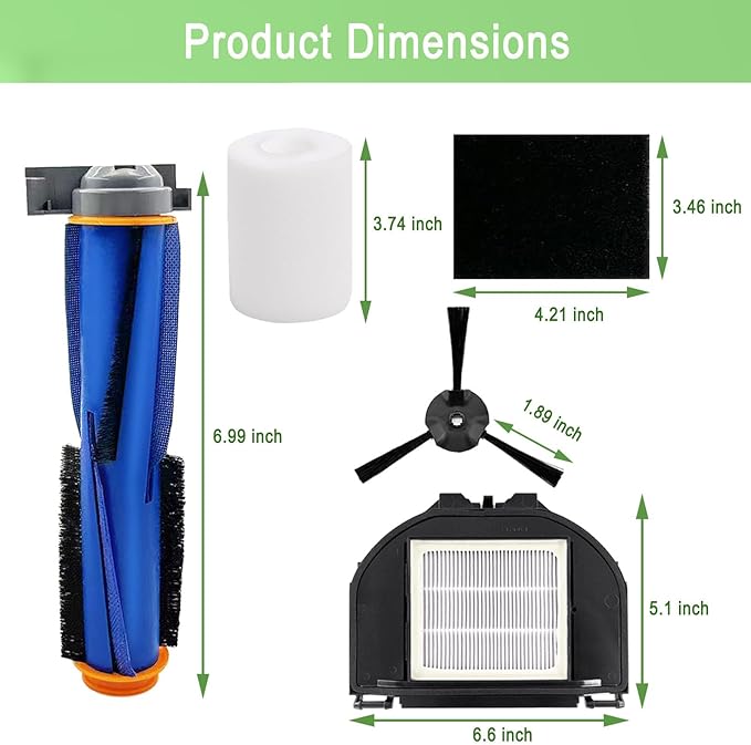 RV2310AE Replacement Parts for Shark AV2310AE RV2310AE RV2320S UR2350AE RV2300S Matrix Robot Vacuum Cleaner 2 Main Brush Roller 2 Sets Foam Filters 3 Filters 8 Side Brushes (Not For RV2300)
