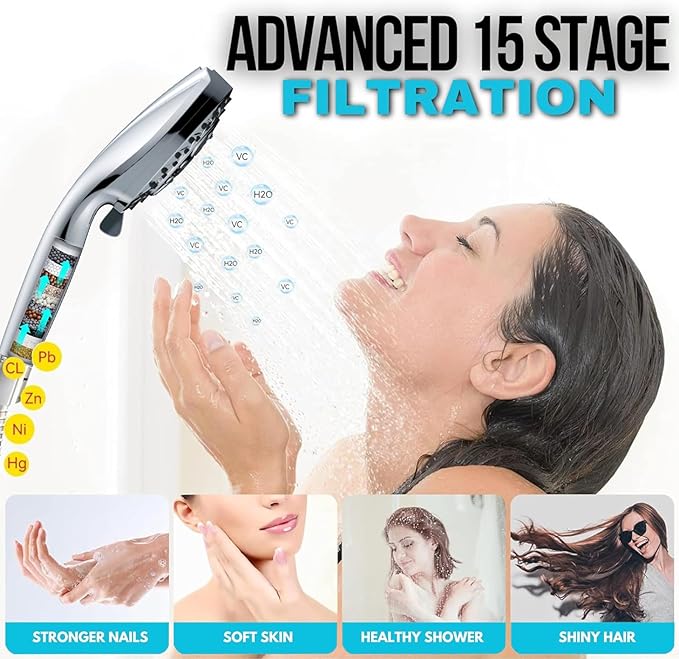 Shower Filter Replacement Cartridge for Yiktop Shower Head Filter, 15 Stage Shower Water Filter, 2 Pack