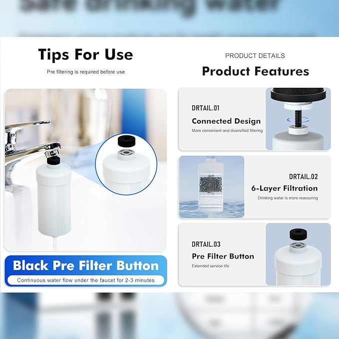 PBF-2-1 Black Purification Elements,NSF/ANSI 42&372 Certified fluoride Water Purifier Replacement Filters - Compatible with Gravity Filter System,King, Big Series (2&2 Pack)