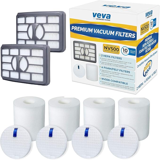 VEVA Premium Vacuum Filter Set with 2 HEPA, 4 Foam, 4 Felt for Shark Rotator Lift-Away Model, 500, 501, 502, 505, 552 and UV560